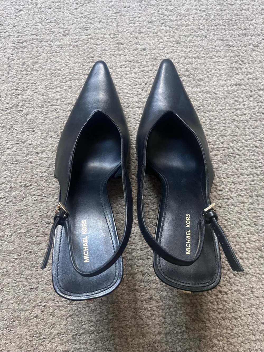 Michael Kors Black Leather Pointed Slingback Pumps - Size 10